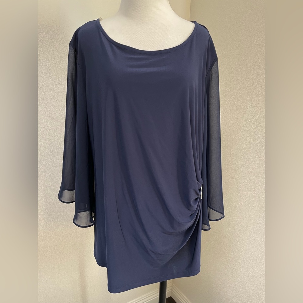 Dress Barn Woman’s Blouse in royal blue with rhinestones - Picture 1 of 6